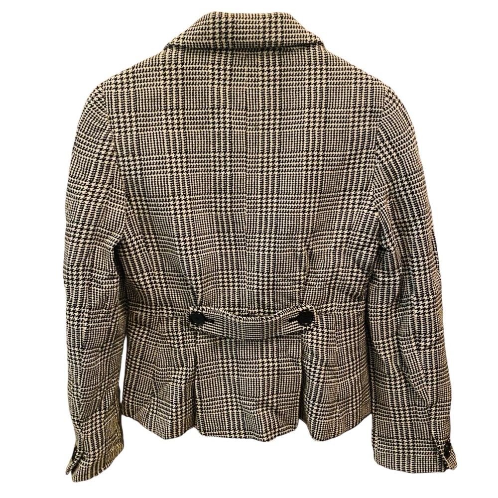 Ann Taylor Women's Size 2P Wool Blend Blazer Black White Houndstooth Jacket - Picture 2 of 4